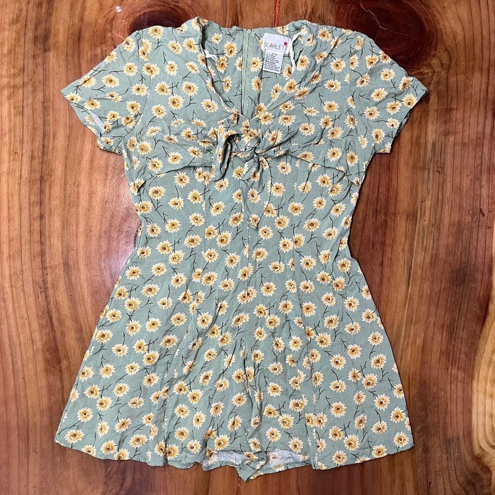 Vintage Green Sunflower Jumpsuit